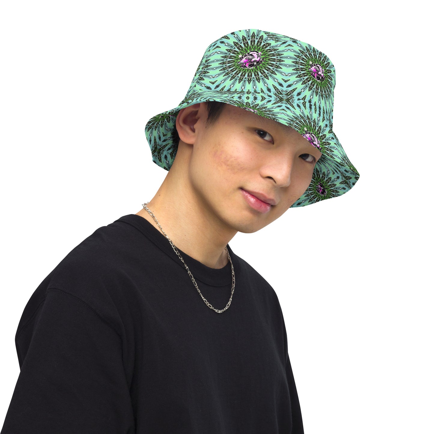 Trippy Flamingos Reversible bucket hat