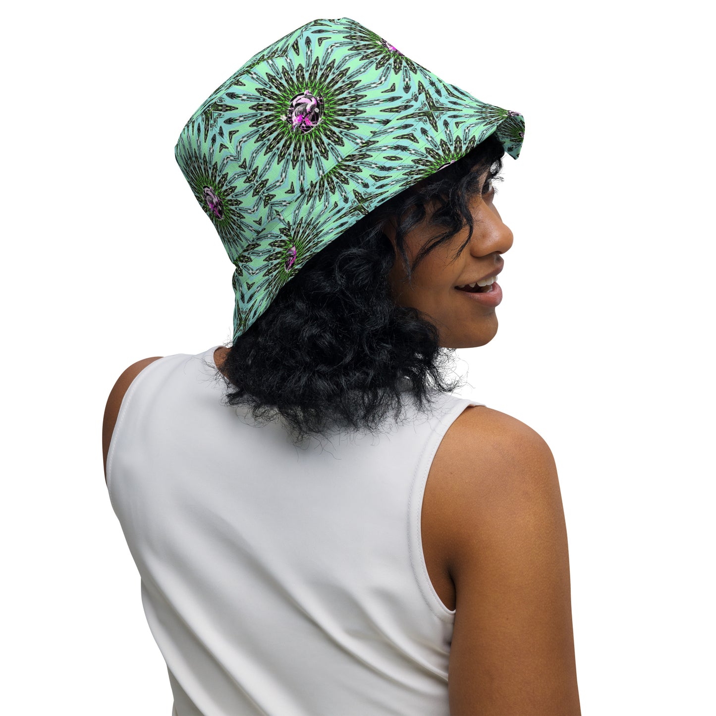 Trippy Flamingos Reversible bucket hat